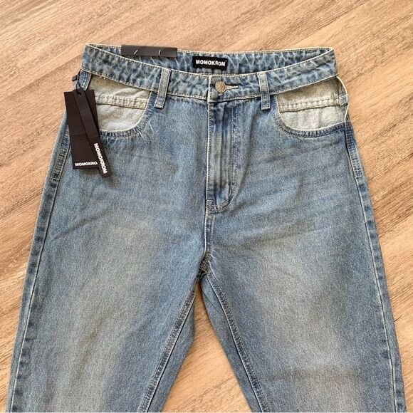 Dolls Kill Momokrom Cut-Out High Waisted Mom Jeans Size 26 NWT - Picture 3 of 7
